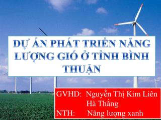 DỰ ÁN PHÁT TRIỂN NĂNG LƯỢNG GIÓ Ở TỈNH BÌNH THUẬN