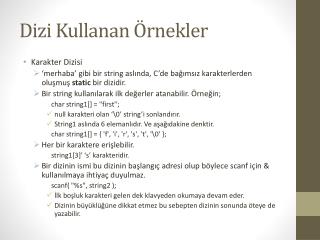 Dizi Kullanan Örnekler