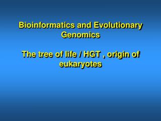 Bioinformatics and Evolutionary Genomics The tree of life / HGT , origin of eukaryotes