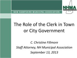 The Role of the Clerk in Town or City Government