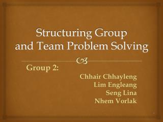 Structuring Group and Team Problem Solving