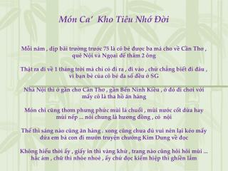 Món Ca’ Kho Tiêu Nhớ Đời