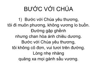 BƯỚC VỚI CHÚA