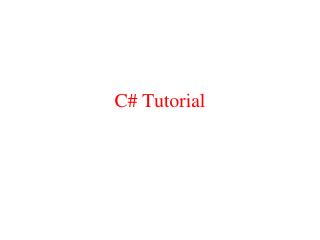 C# Tutorial