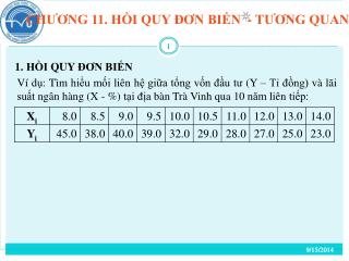 CHƯƠNG 11. HỒI QUY ĐƠN BIẾN - TƯƠNG QUAN