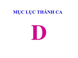 MỤC LỤC THÁNH CA