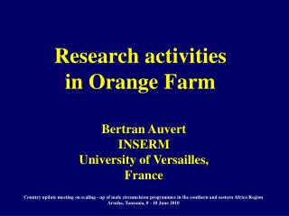 Research activities in Orange Farm