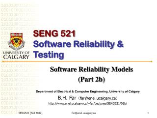 SENG 521 Software Reliability &amp; Testing