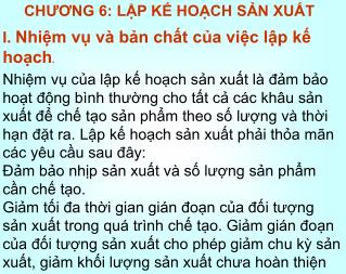 CHƯƠNG 6: LẬP KẾ HOẠCH SẢN XUẤT