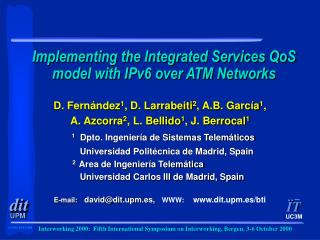 Implementing the Integrated Services QoS model with IPv6 over ATM Networks