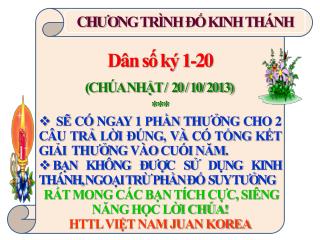 Dân số ký 1-20 (CHÚA NHẬT / 20 / 10/ 2013) ***