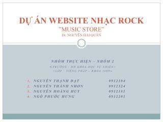 DỰ ÁN WEBSITE NHẠC ROCK ”MUSIC STORE” Dr. NGUYỄN HẢI QUÂN