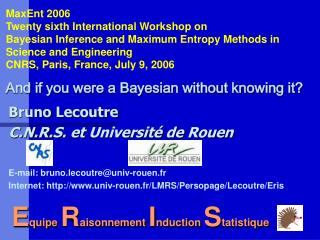 Bruno Lecoutre C.N.R.S. et Université de Rouen E-mail: bruno.lecoutre@univ-rouen.fr