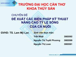 TRƯỜNG ĐẠI HỌC CẦN THƠ KHOA THỦY SẢN