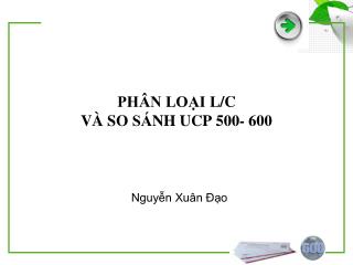 PHÂN LOẠI L/C VÀ SO SÁNH UCP 500- 600