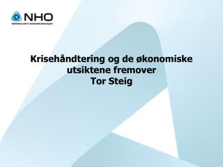 Krisehåndtering og de økonomiske utsiktene fremover Tor Steig