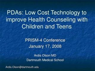 PDAs: Low Cost Technology to improve Health Counseling with Children and Teens