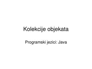 Kolekcije objekata