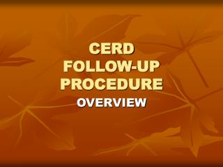 CERD FOLLOW-UP PROCEDURE