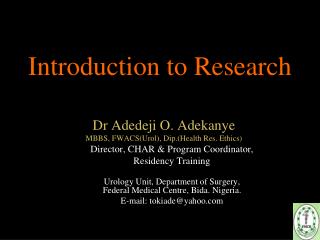 Introduction to Research