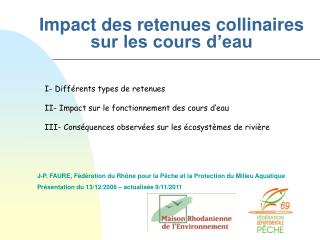 Impact des retenues collinaires sur les cours d’eau