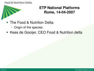 ETP National Platforms Rome, 14-04-2007