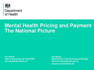 Mental Health Pricing and Payment The National Picture