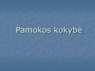 Pamokos kokyb ė