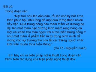 Bài cũ: Trong đoạn văn: