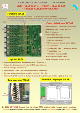 Carte TCC68 pour le « Trigger » ECAL de CMS « TRIGGER CONCENTRATOR CARD »