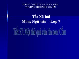 PHÒNG GD&amp;ĐT QUẬN HOÀN KIẾM TRƯỜNG THCS NGÔ SĨ LIÊN