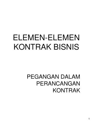 ELEMEN-ELEMEN KONTRAK BISNIS