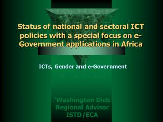 ‘Washington Dick Regional Advisor ISTD/ECA
