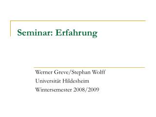 Seminar: Erfahrung