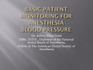 Basic Patient Monitoring For Anesthesia Blood Pressure