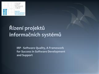 Řízení projektů informačních systémů