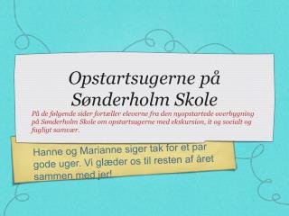 Opstartsugerne på Sønderholm Skole