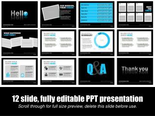 12 slide, fully editable PPT presentation