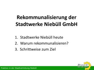 Rekommunalisierung der Stadtwerke Niebüll GmbH