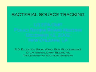 BACTERIAL SOURCE TRACKING