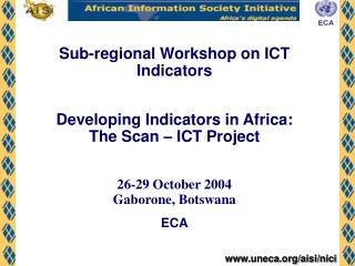 Sub-regional Workshop on ICT Indicators Developing Indicators in Africa: The Scan – ICT Project