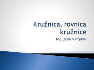 Kružnica, rovnica kružnice