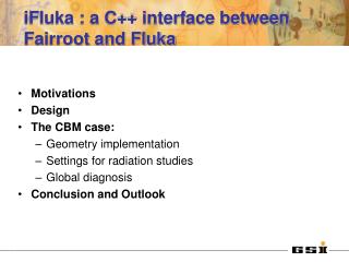 iFluka : a C++ interface between Fairroot and Fluka