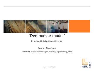 ”Den norske model&quot; Et bidrag til diskusjonen i Sverige