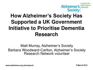 How Alzheimer’s Society Has Supported a UK Government Initiative to Prioritise Dementia Research