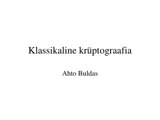 Klassikaline krüptograafia