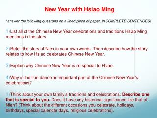 New Year with Hsiao Ming