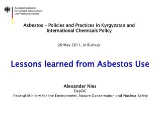 Asbestos – Policies and Practices in Kyrgyzstan and International Chemicals Policy