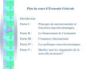 Plan du cours d’Économie Générale