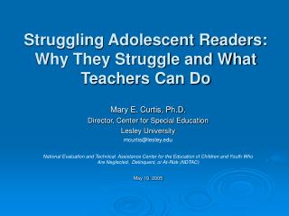 Struggling Adolescent Readers: Why They Struggle and What Teachers Can Do